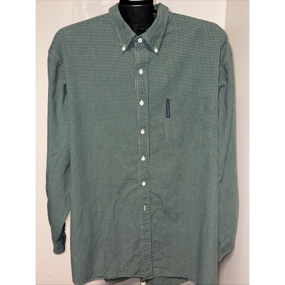 C2 Abercrombie Fitch The Big Shirt Mens X L Green White Plaid Long Sleeve